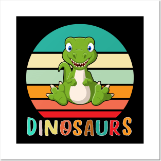 Vintage Retro Dinosaurs Posters and Art